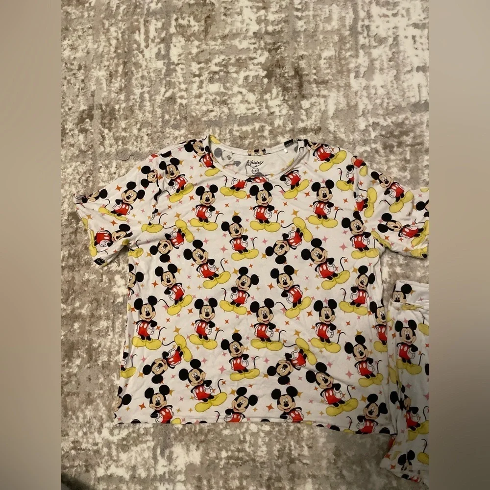 Weiwei Mickey Mouse Bamboo Kids Pajama Set - White and Yellow size 5/6